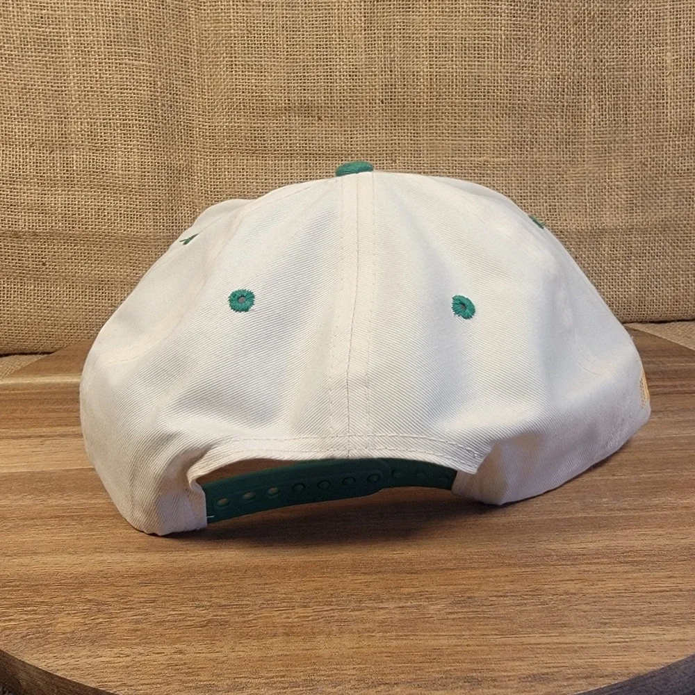 Vintage 90s Brett Bodine NASCAR Snapback Hat Quaker State Racing Green White Cap